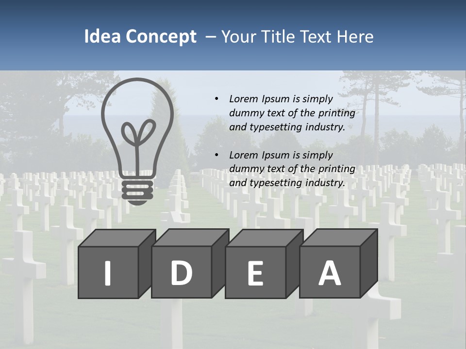 A Large Field Full Of White Crosses With Trees In The Background PowerPoint Template