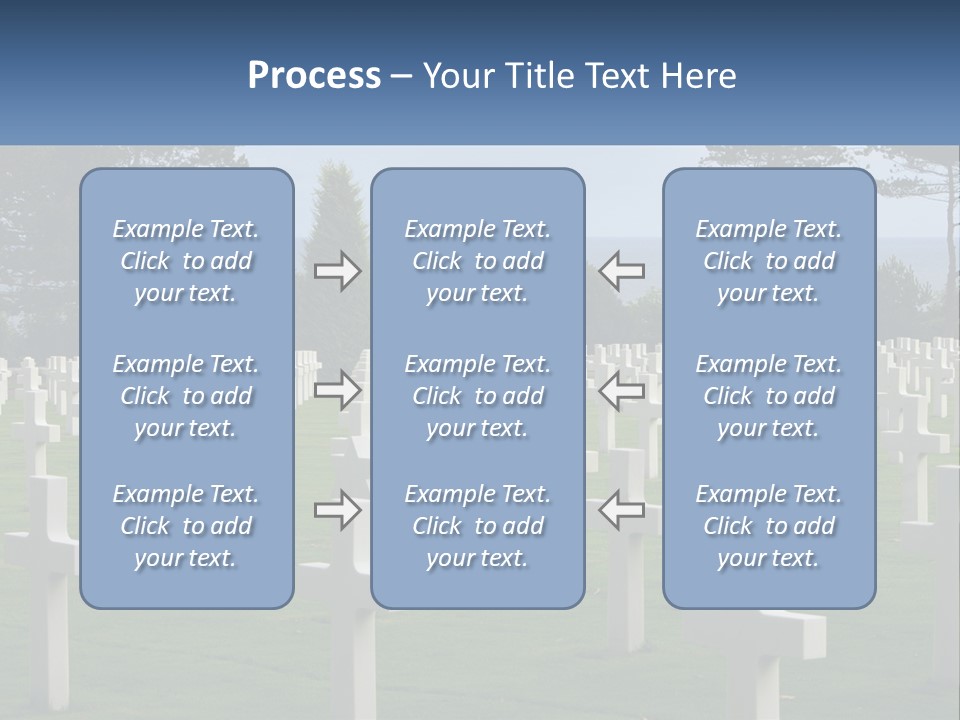 A Large Field Full Of White Crosses With Trees In The Background PowerPoint Template