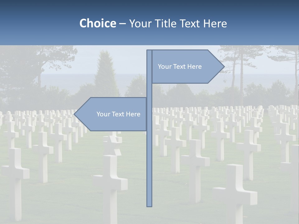 A Large Field Full Of White Crosses With Trees In The Background PowerPoint Template