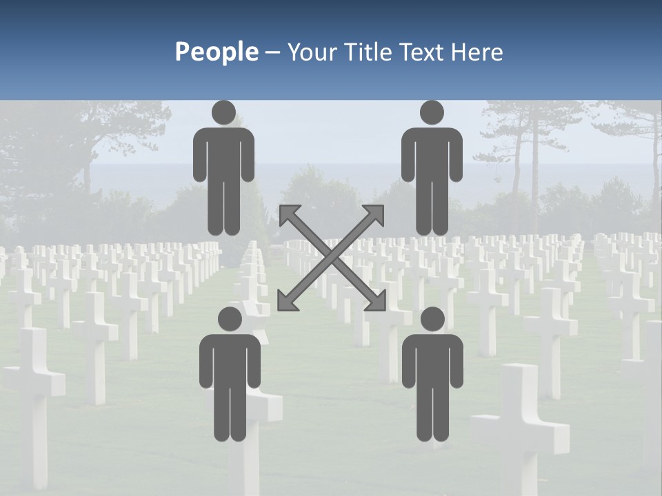 A Large Field Full Of White Crosses With Trees In The Background PowerPoint Template
