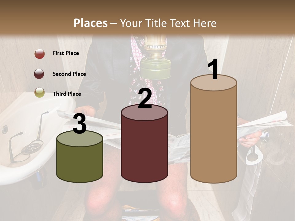 A Man In A Gas Mask Sitting On A Toilet Reading A Newspaper PowerPoint Template
