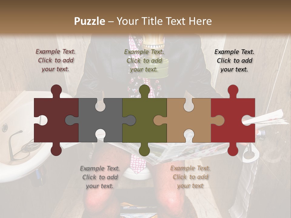 A Man In A Gas Mask Sitting On A Toilet Reading A Newspaper PowerPoint Template