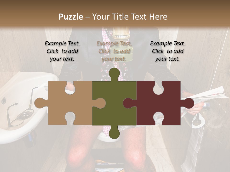 A Man In A Gas Mask Sitting On A Toilet Reading A Newspaper PowerPoint Template