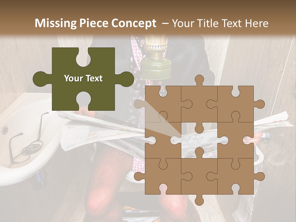 A Man In A Gas Mask Sitting On A Toilet Reading A Newspaper PowerPoint Template