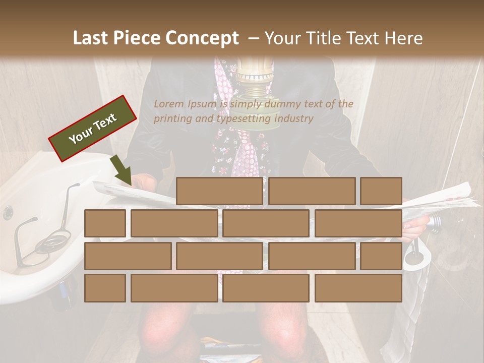 A Man In A Gas Mask Sitting On A Toilet Reading A Newspaper PowerPoint Template