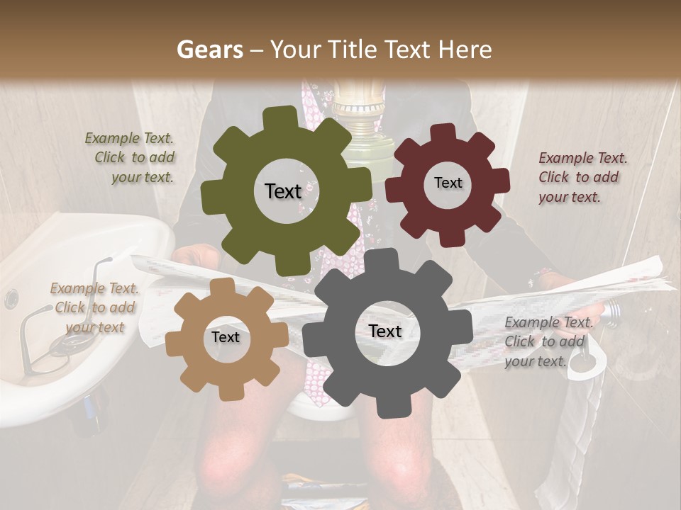 A Man In A Gas Mask Sitting On A Toilet Reading A Newspaper PowerPoint Template