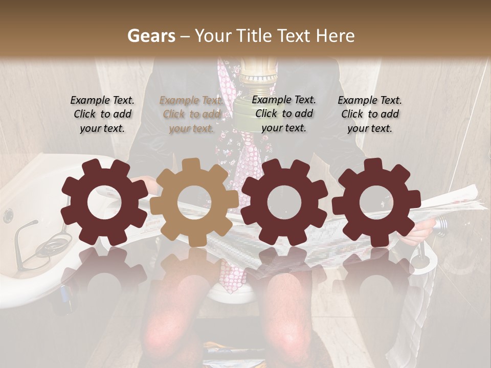 A Man In A Gas Mask Sitting On A Toilet Reading A Newspaper PowerPoint Template