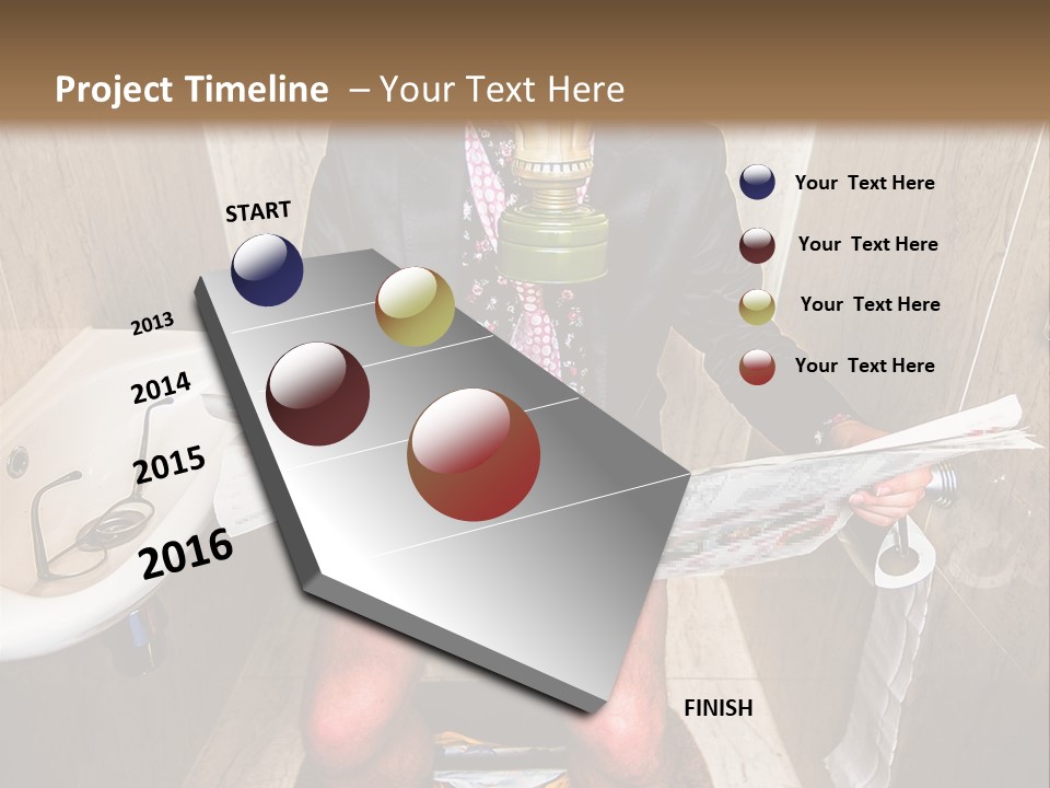A Man In A Gas Mask Sitting On A Toilet Reading A Newspaper PowerPoint Template