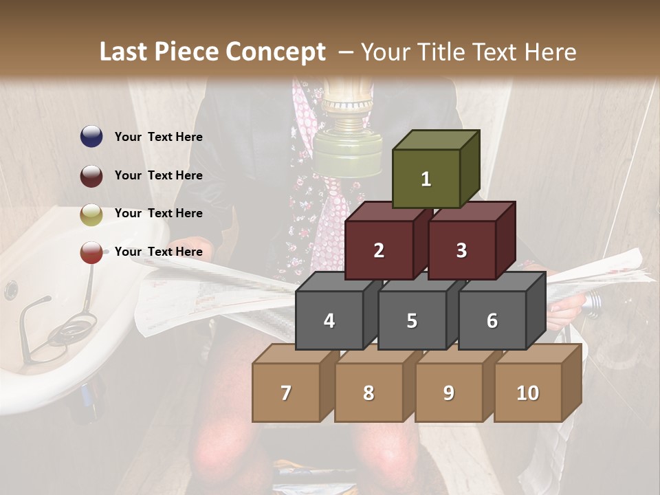 A Man In A Gas Mask Sitting On A Toilet Reading A Newspaper PowerPoint Template