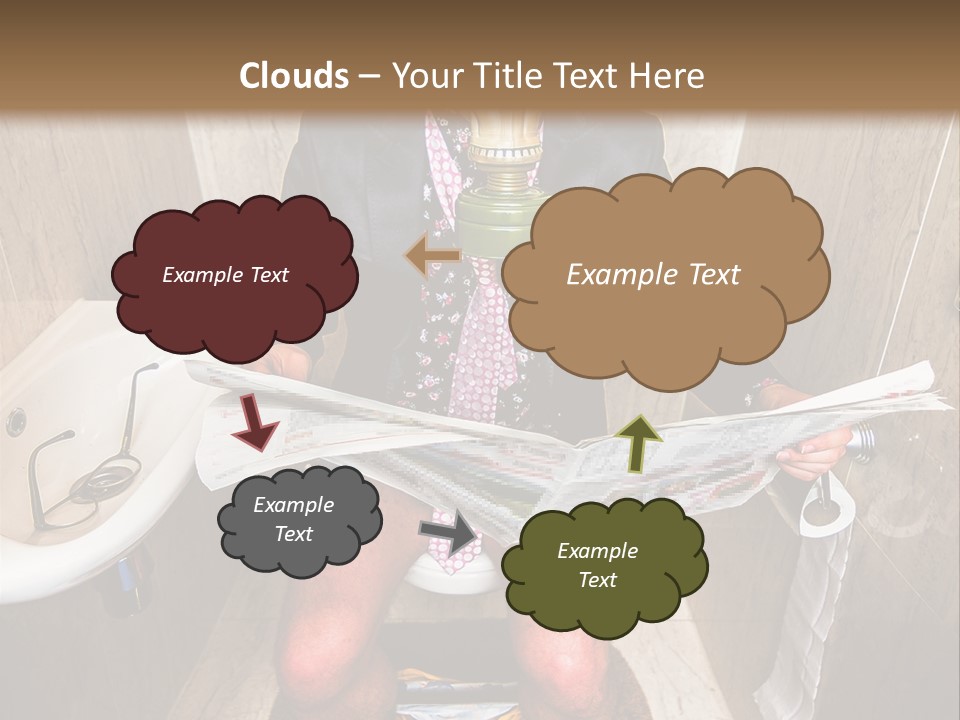 A Man In A Gas Mask Sitting On A Toilet Reading A Newspaper PowerPoint Template