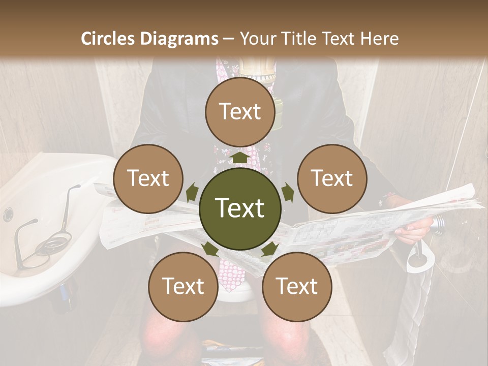 A Man In A Gas Mask Sitting On A Toilet Reading A Newspaper PowerPoint Template