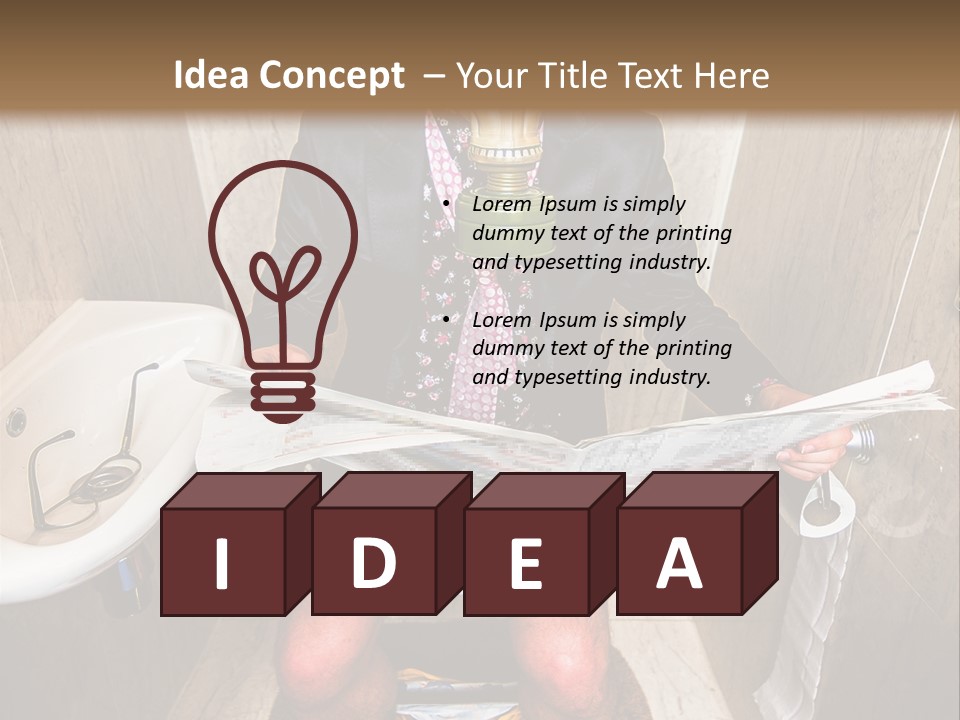 A Man In A Gas Mask Sitting On A Toilet Reading A Newspaper PowerPoint Template