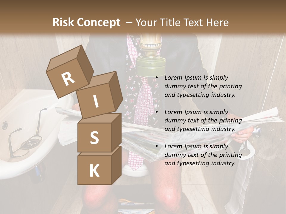 A Man In A Gas Mask Sitting On A Toilet Reading A Newspaper PowerPoint Template
