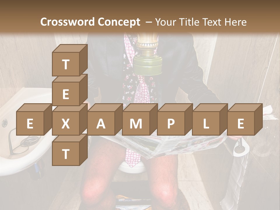 A Man In A Gas Mask Sitting On A Toilet Reading A Newspaper PowerPoint Template