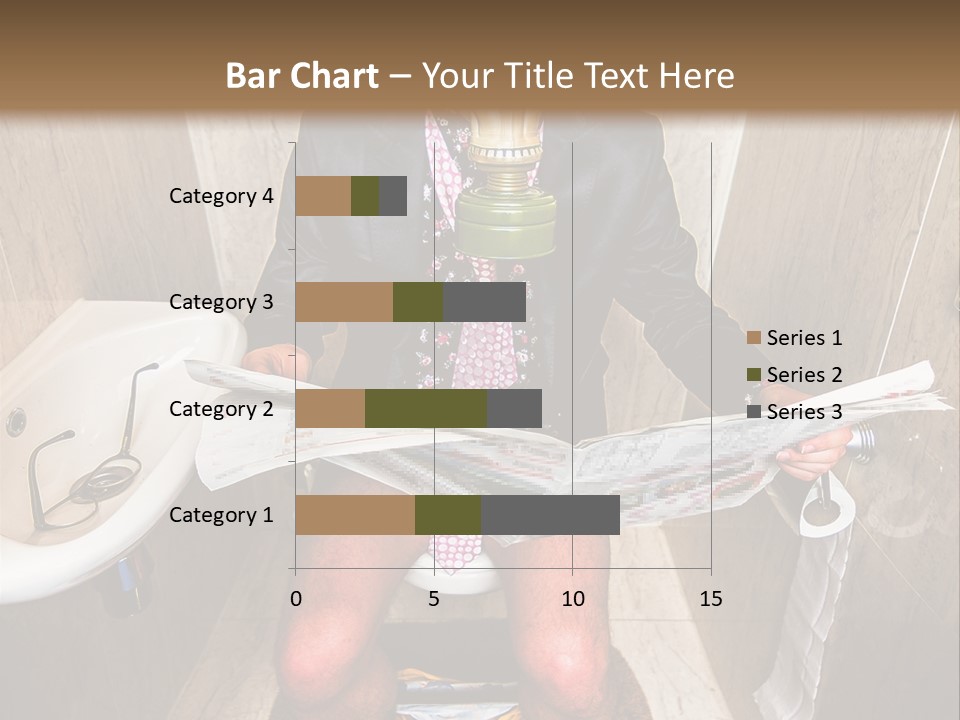 A Man In A Gas Mask Sitting On A Toilet Reading A Newspaper PowerPoint Template