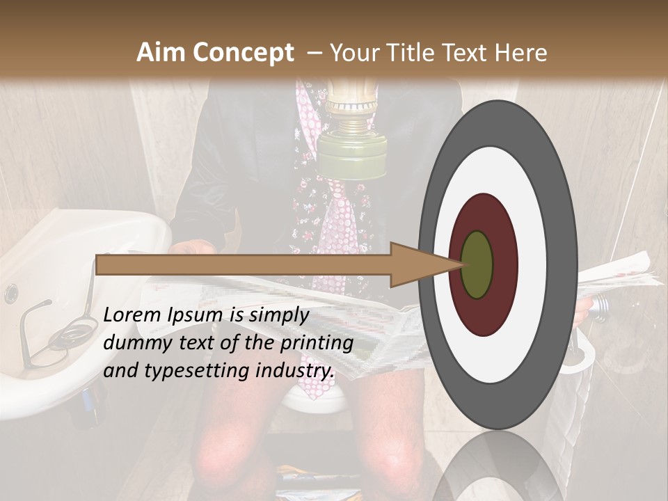 A Man In A Gas Mask Sitting On A Toilet Reading A Newspaper PowerPoint Template