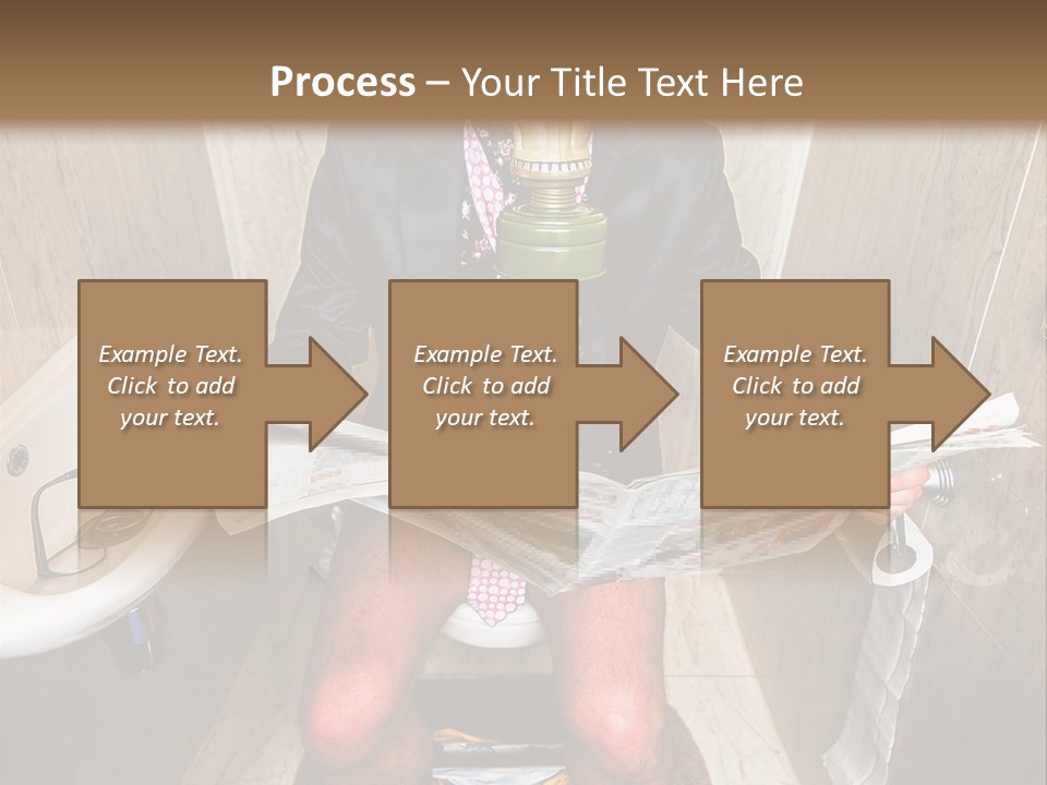 A Man In A Gas Mask Sitting On A Toilet Reading A Newspaper PowerPoint Template