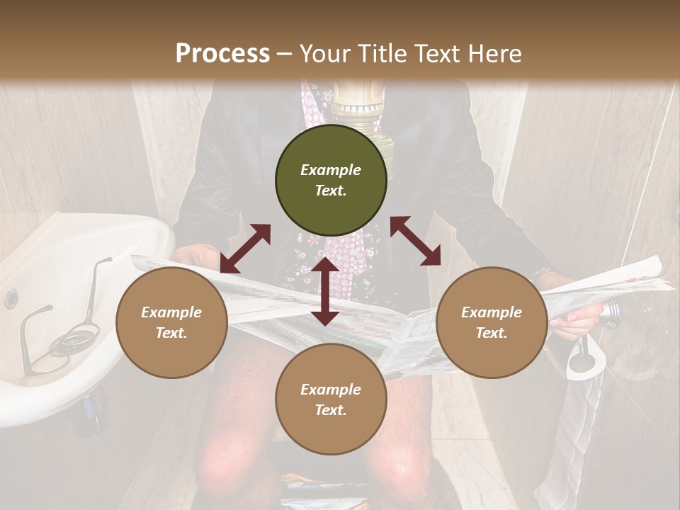 A Man In A Gas Mask Sitting On A Toilet Reading A Newspaper PowerPoint Template
