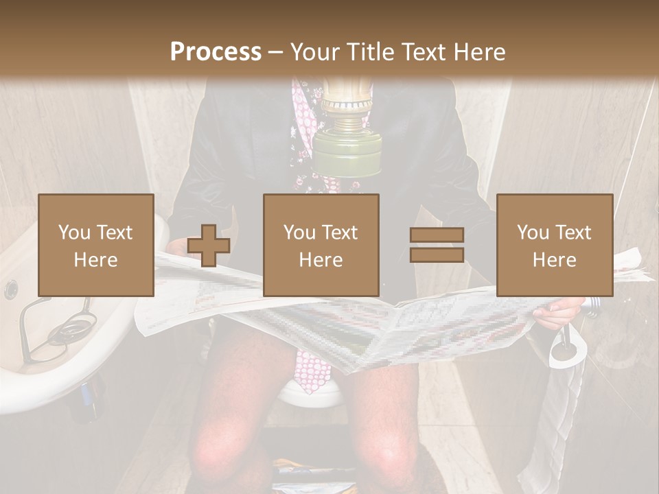 A Man In A Gas Mask Sitting On A Toilet Reading A Newspaper PowerPoint Template