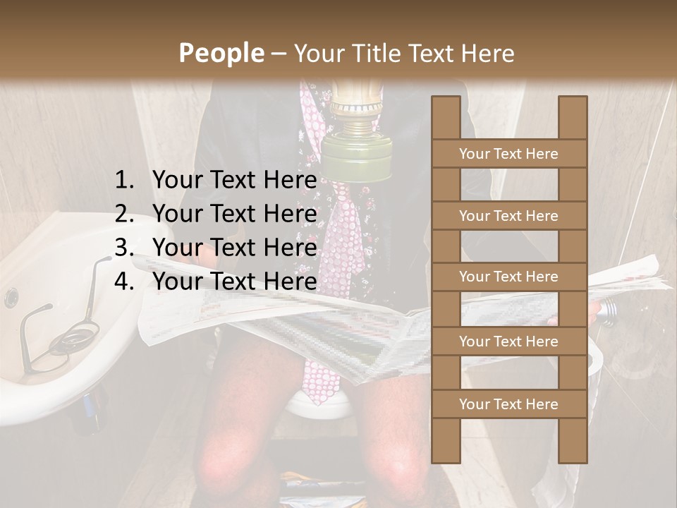 A Man In A Gas Mask Sitting On A Toilet Reading A Newspaper PowerPoint Template