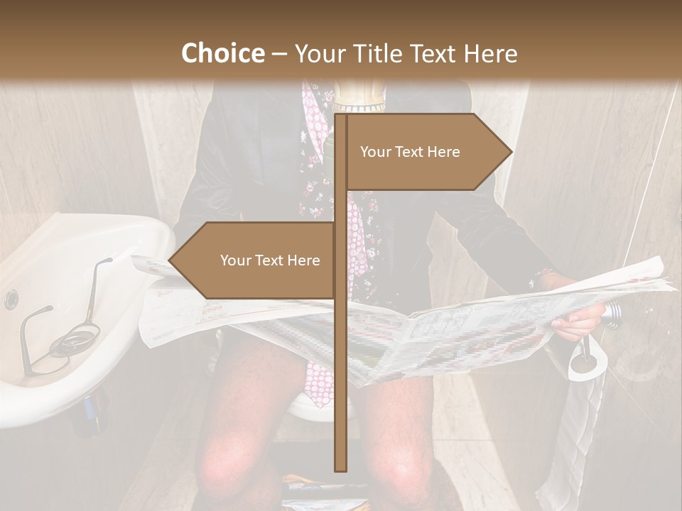 A Man In A Gas Mask Sitting On A Toilet Reading A Newspaper PowerPoint Template
