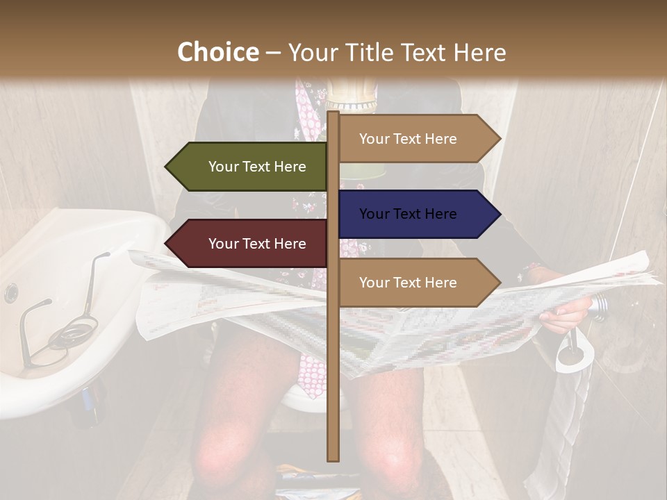 A Man In A Gas Mask Sitting On A Toilet Reading A Newspaper PowerPoint Template