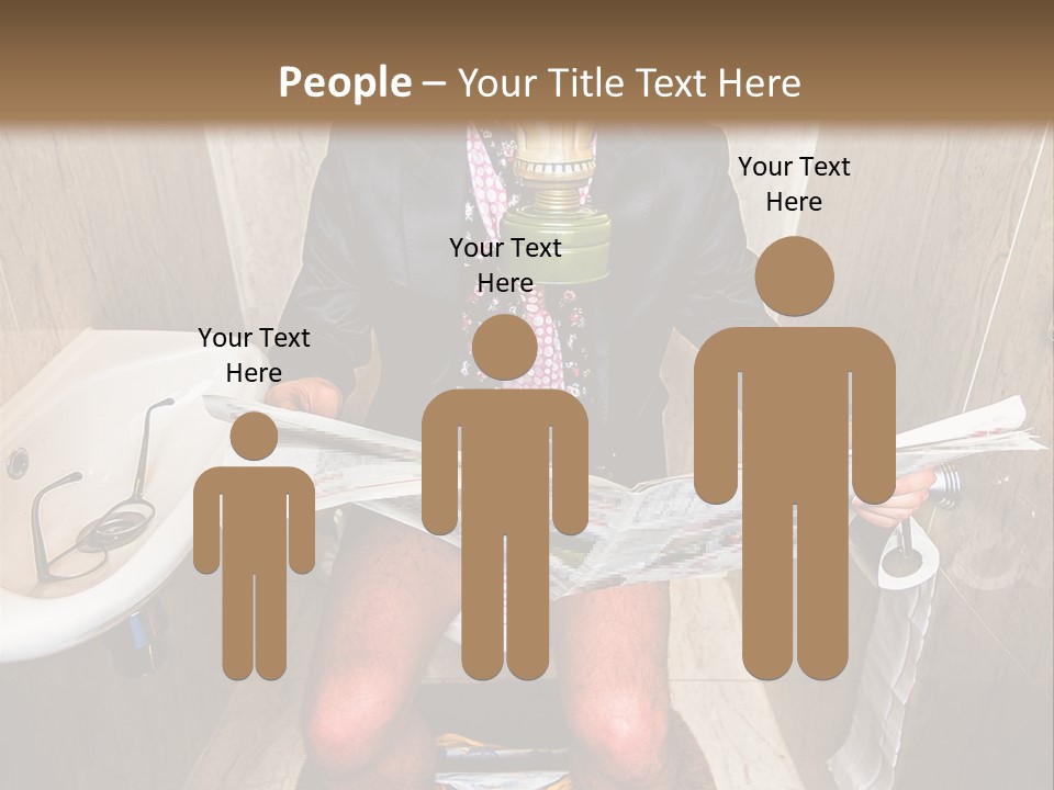 A Man In A Gas Mask Sitting On A Toilet Reading A Newspaper PowerPoint Template