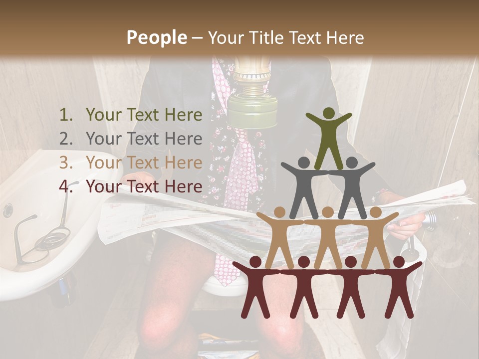 A Man In A Gas Mask Sitting On A Toilet Reading A Newspaper PowerPoint Template