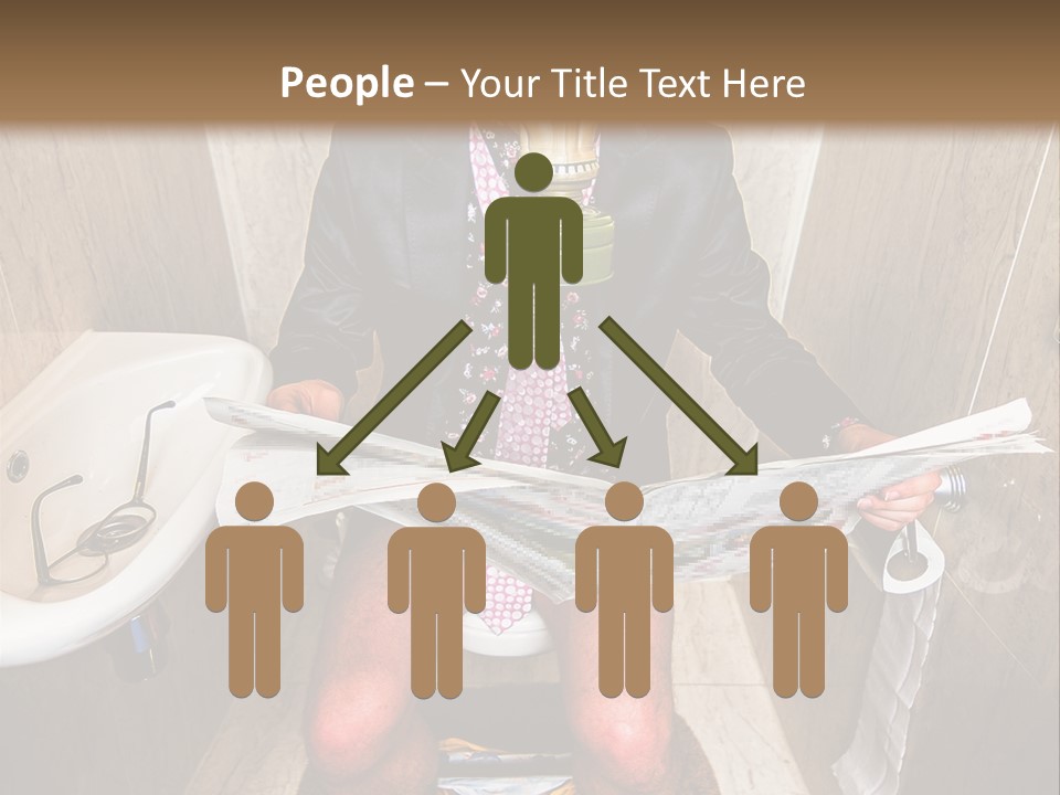 A Man In A Gas Mask Sitting On A Toilet Reading A Newspaper PowerPoint Template