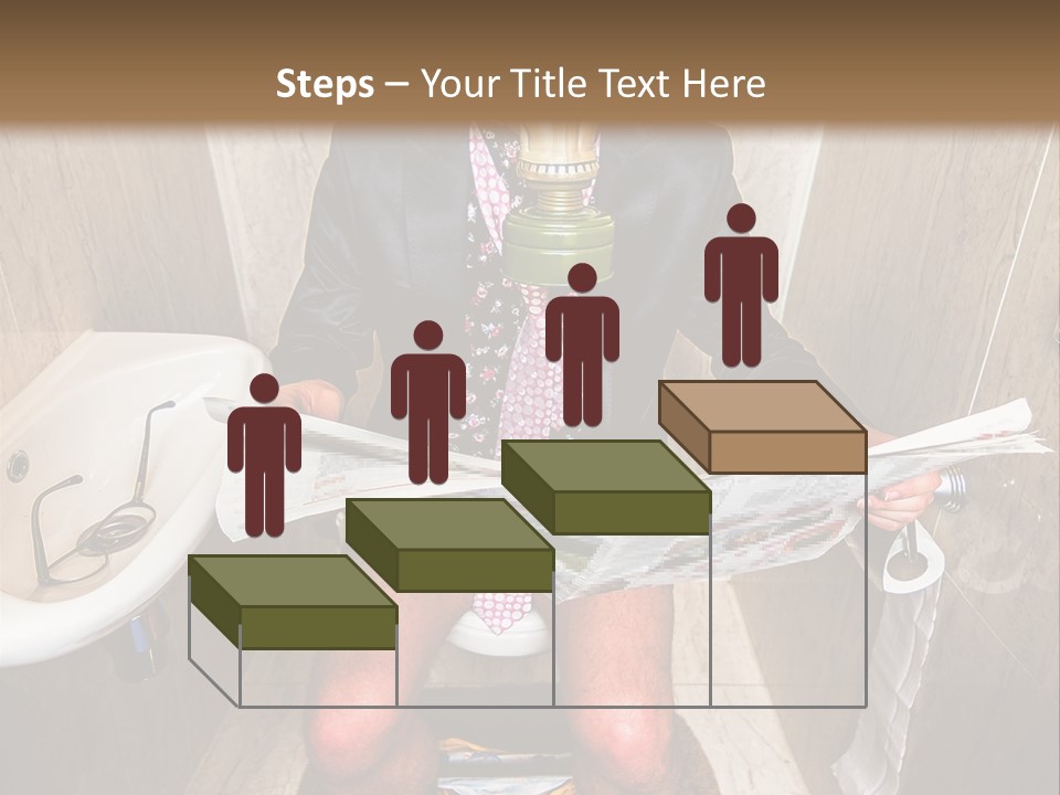 A Man In A Gas Mask Sitting On A Toilet Reading A Newspaper PowerPoint Template