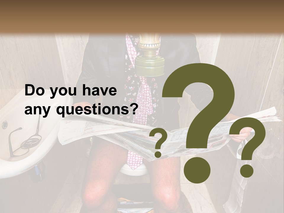 A Man In A Gas Mask Sitting On A Toilet Reading A Newspaper PowerPoint Template