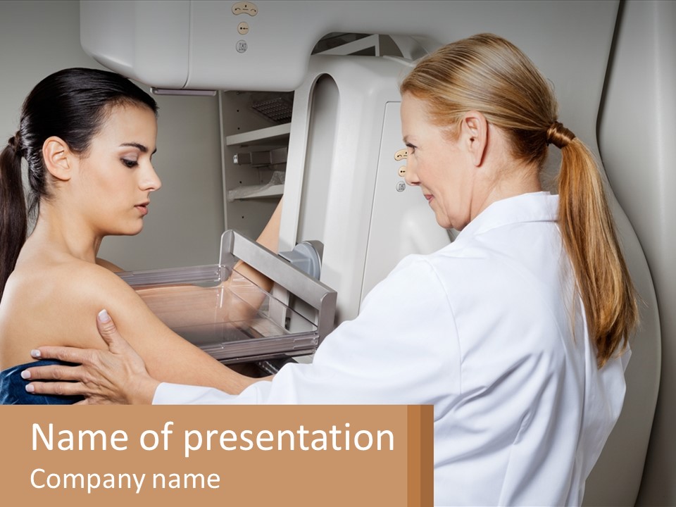 Two Women In White Lab Coats Are Looking At Something PowerPoint Template