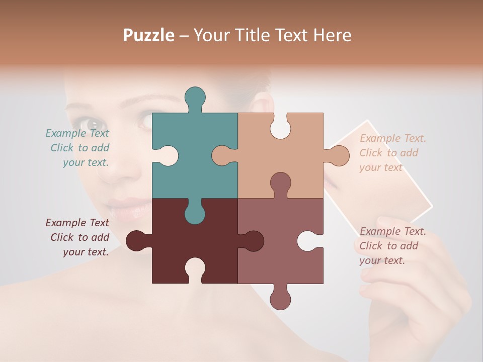 A Woman Holding Up A Picture Of Her Skin PowerPoint Template