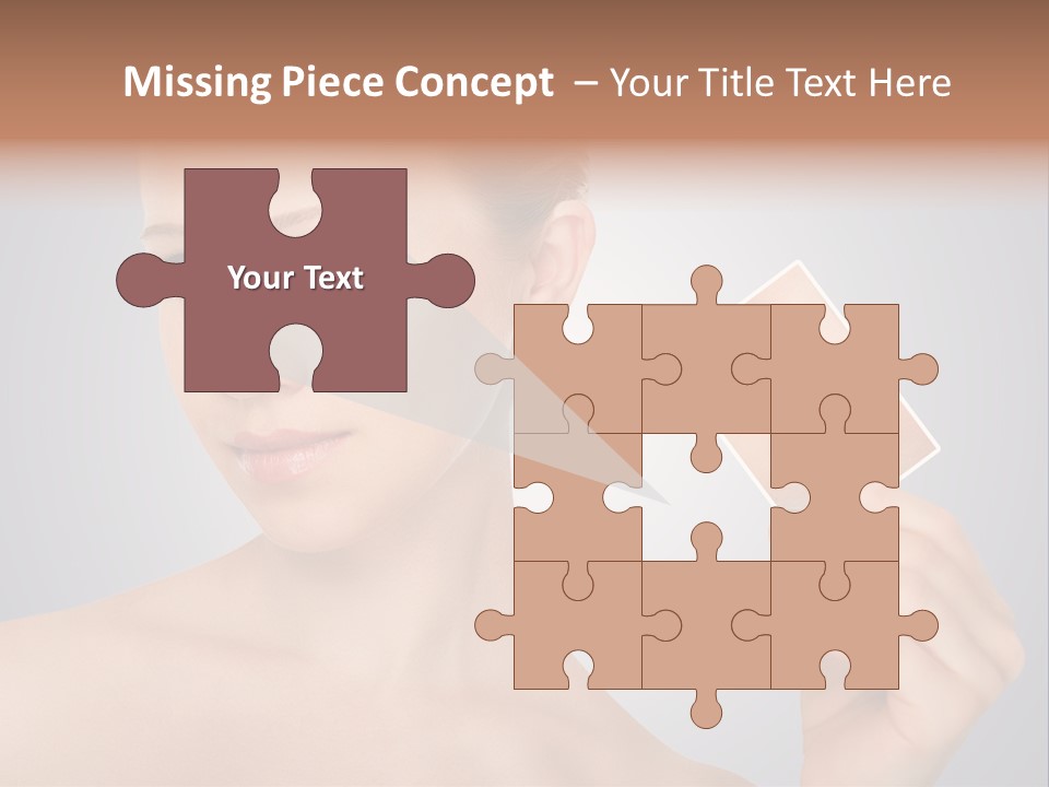 A Woman Holding Up A Picture Of Her Skin PowerPoint Template