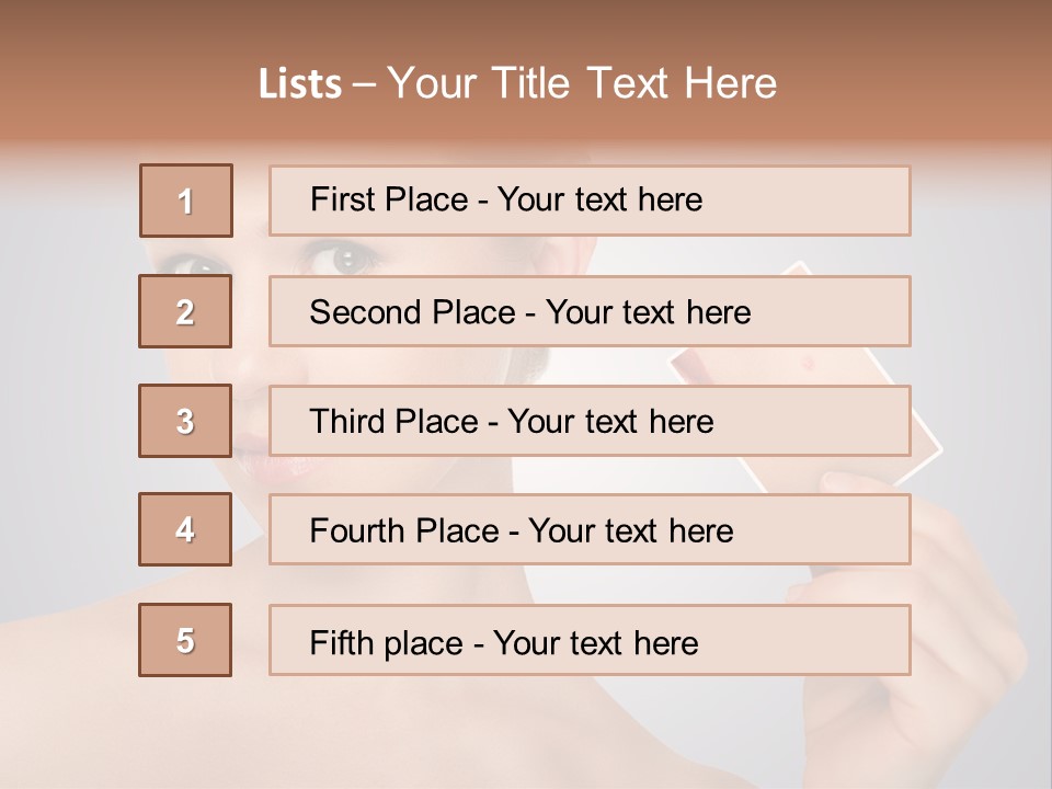 A Woman Holding Up A Picture Of Her Skin PowerPoint Template