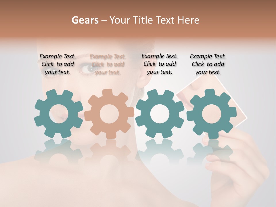 A Woman Holding Up A Picture Of Her Skin PowerPoint Template