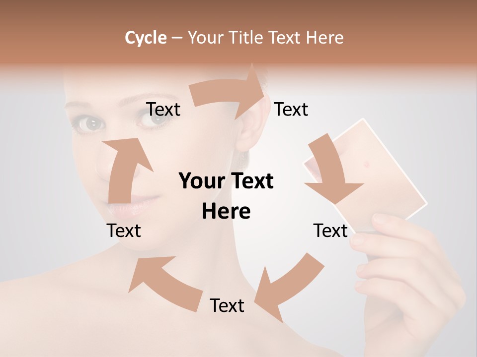 A Woman Holding Up A Picture Of Her Skin PowerPoint Template