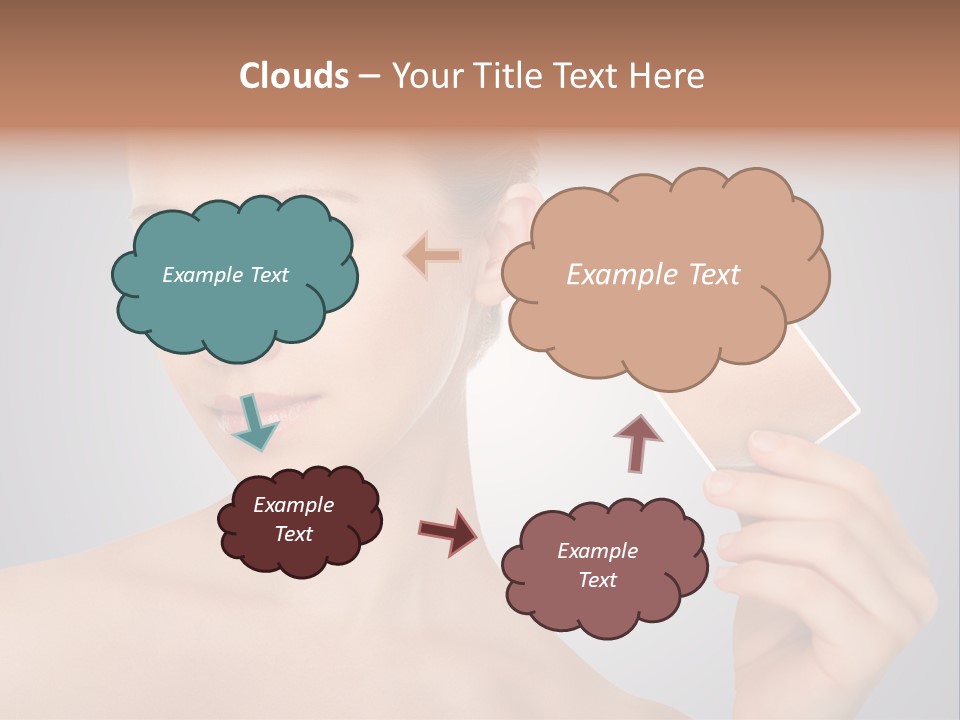 A Woman Holding Up A Picture Of Her Skin PowerPoint Template