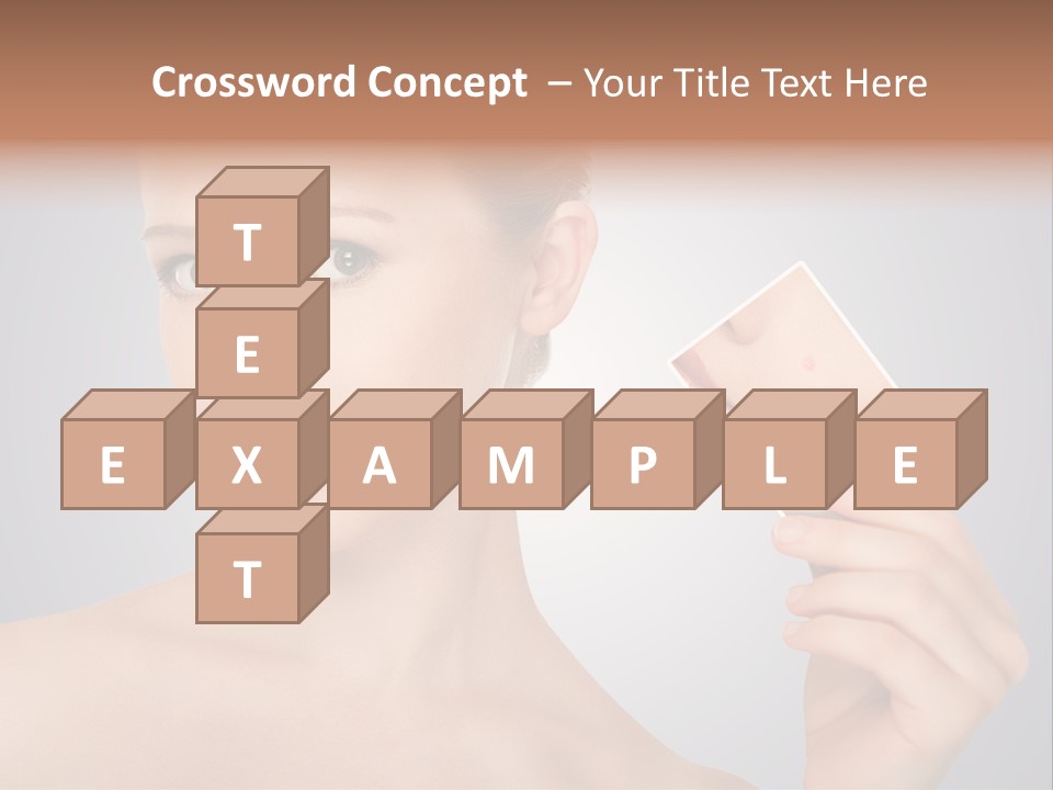 A Woman Holding Up A Picture Of Her Skin PowerPoint Template