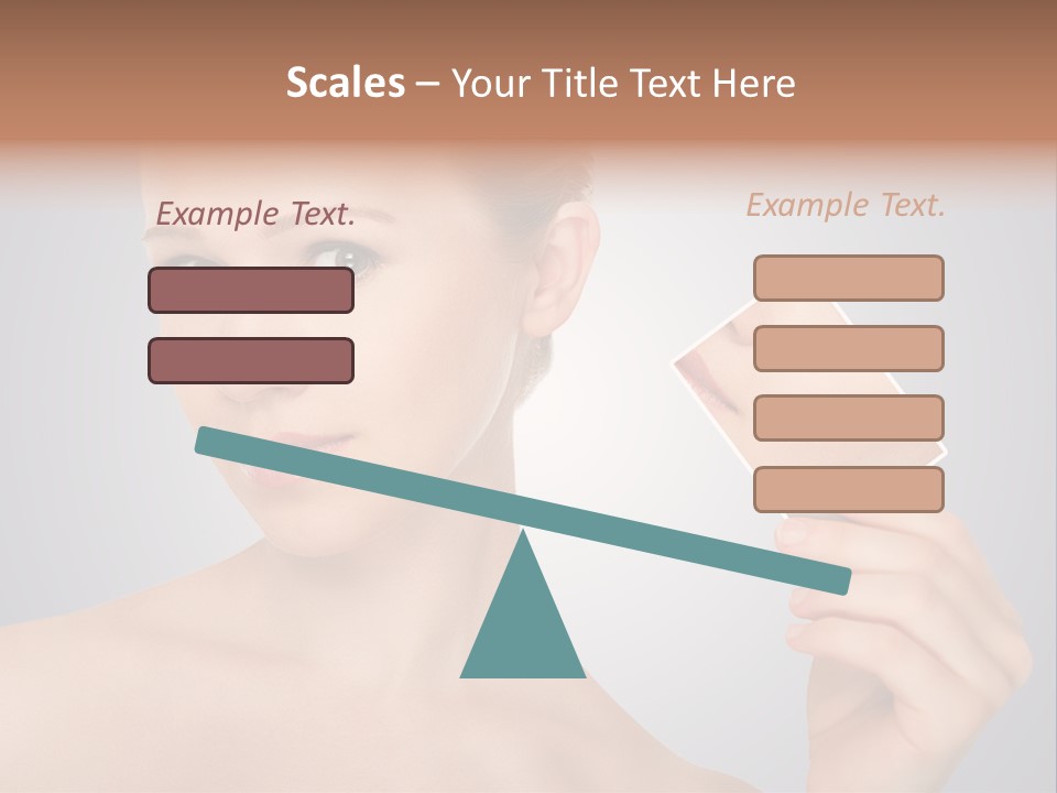 A Woman Holding Up A Picture Of Her Skin PowerPoint Template