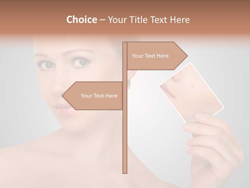 A Woman Holding Up A Picture Of Her Skin PowerPoint Template