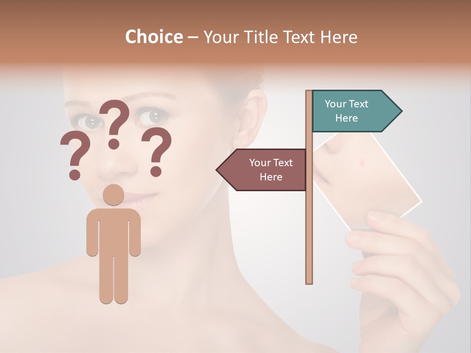 A Woman Holding Up A Picture Of Her Skin PowerPoint Template