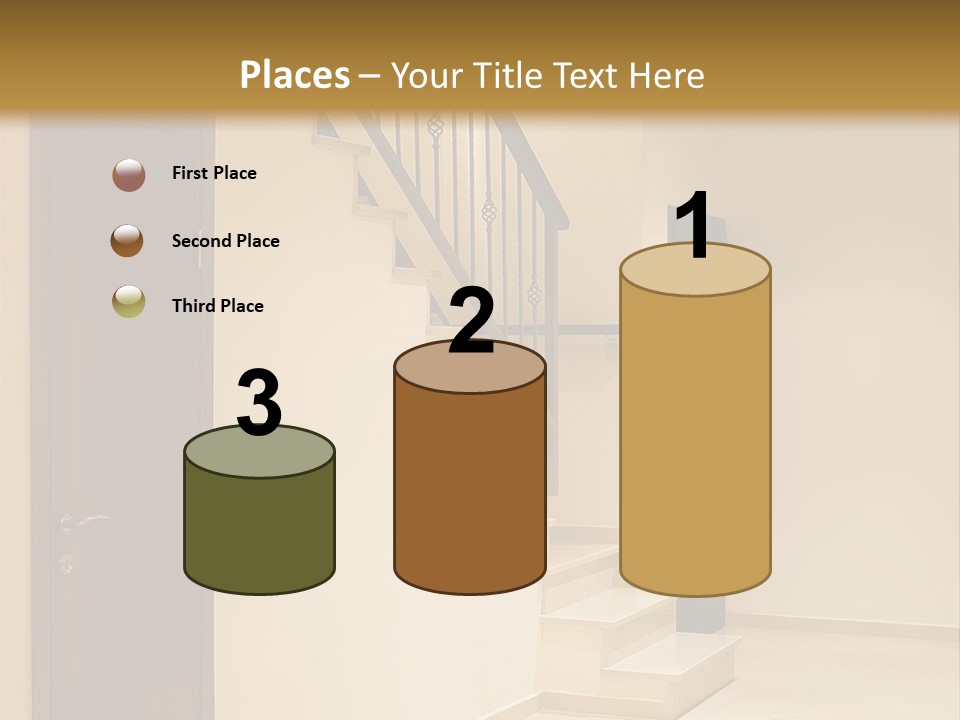 A Room With A Staircase And A Door PowerPoint Template