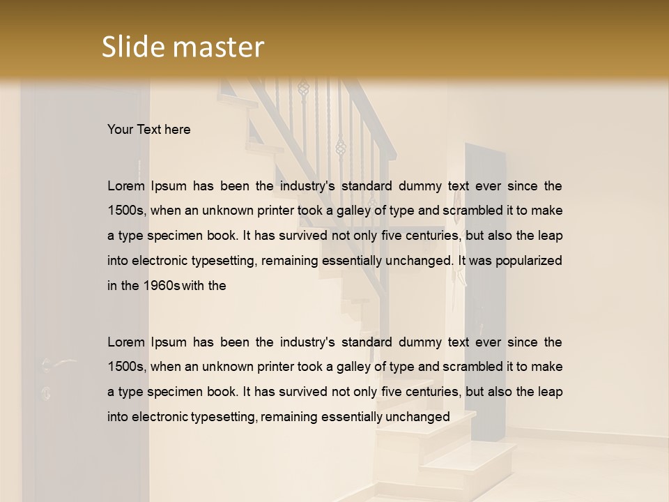 A Room With A Staircase And A Door PowerPoint Template