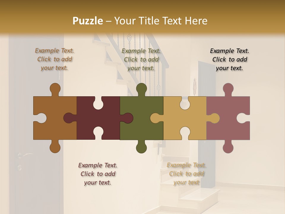 A Room With A Staircase And A Door PowerPoint Template