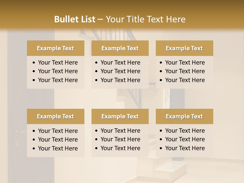 A Room With A Staircase And A Door PowerPoint Template