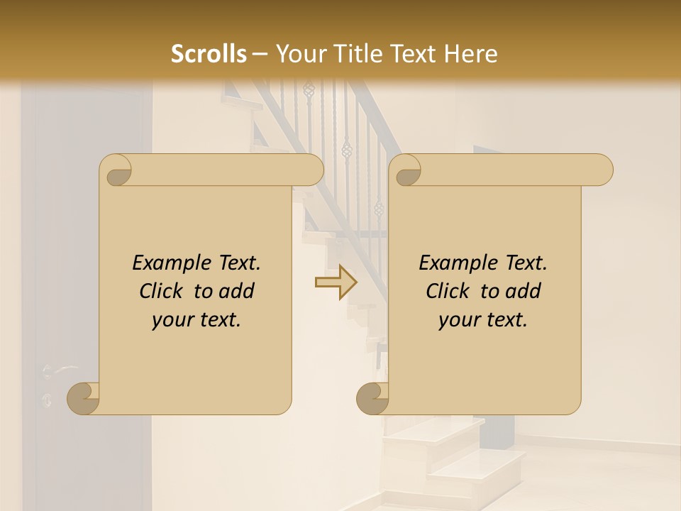 A Room With A Staircase And A Door PowerPoint Template