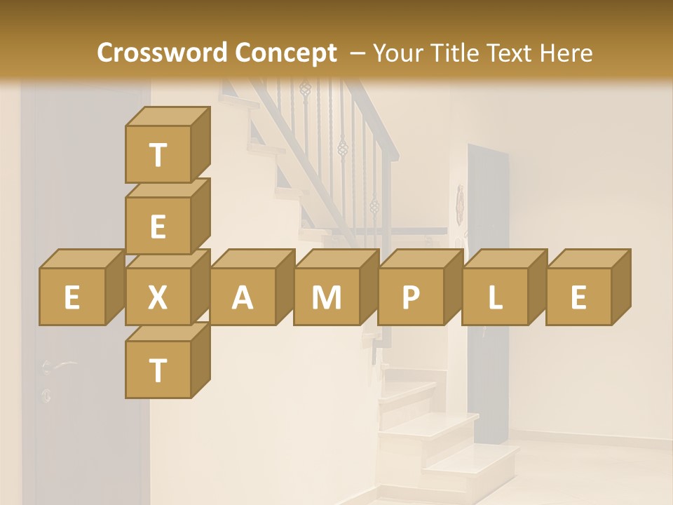 A Room With A Staircase And A Door PowerPoint Template