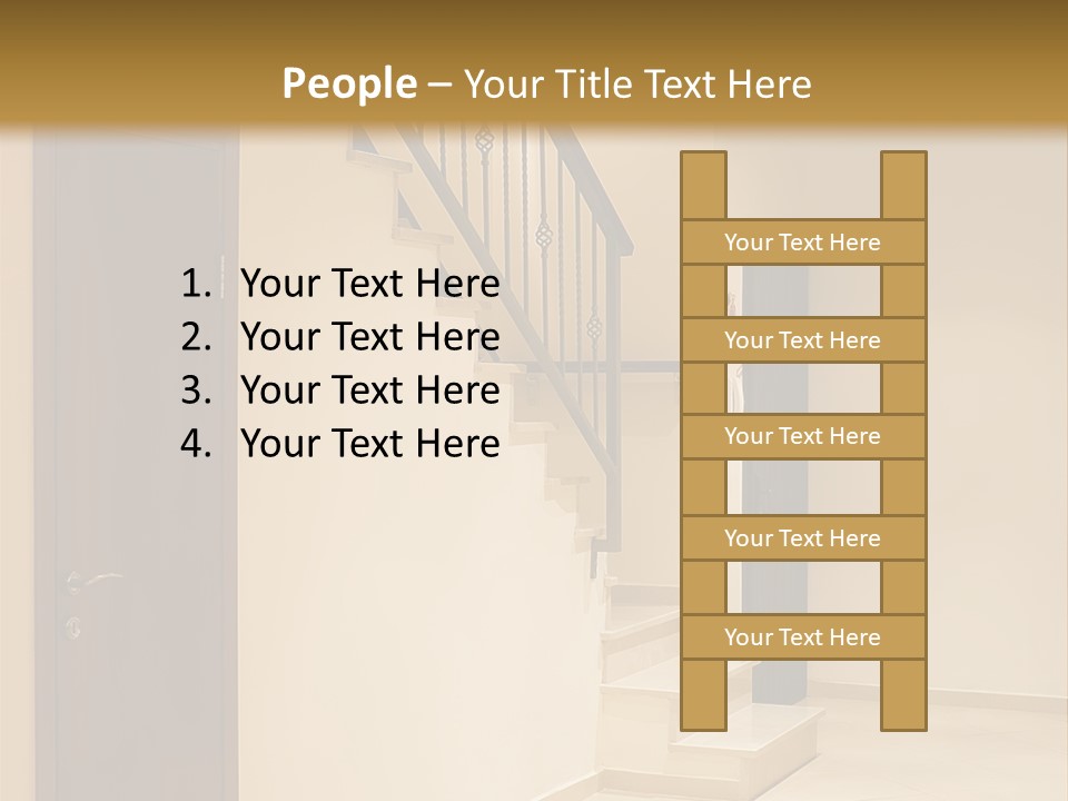 A Room With A Staircase And A Door PowerPoint Template
