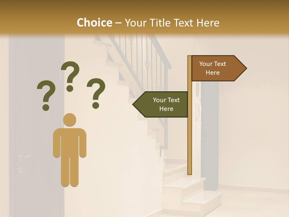 A Room With A Staircase And A Door PowerPoint Template